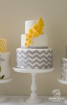 Grey Chevron with Yellow Ribbon Rose $385.00 4 inch on 6 inch on 8 inch ( tall)