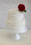 White Wide Ruffle Cake with Red Rose 7 inch on 9 inch