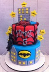 Batman & Spiderman Cake  5 inch on 7 inch with 2 x figurines