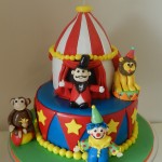 Circus/Carnival Theme Cake with 4  figurines  5 inch on 8 inch
