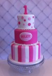 Magenta & Pink Polka dots & Stripes Cake  4 inch on 6 inch on 8 inch
