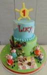 Peppa PIg & Family Picnic  Cake  5 inch on 7 inch with 4 Figurines