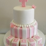 Pink & White Stripe with blocks 6 inch on 8 inch 