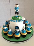 Soccer Themed Cake &  8 Cupcakes