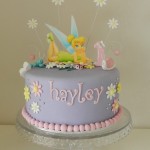 Tinkerbelle Purple & Pink with edible image 8  inch